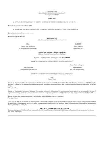 Thumbnail M/I Homes
 10-K Annual Report 