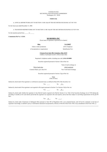 Thumbnail M/I Homes
 10-K Annual Report 