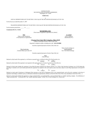 Thumbnail M/I Homes
 10-K Annual Report 