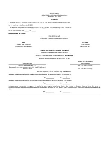 Thumbnail M/I Homes
 10-K Annual Report 