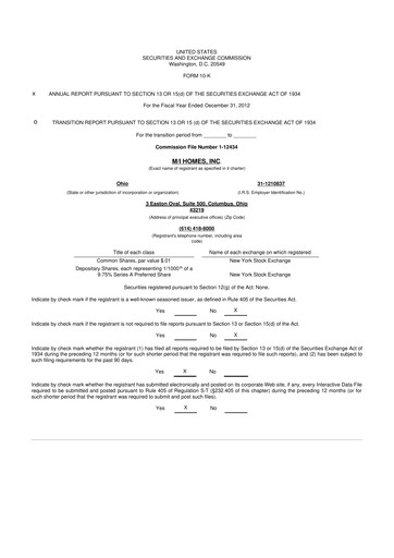 Thumbnail M/I Homes
 10-K Annual Report 