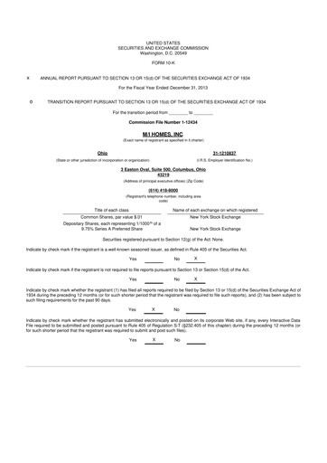 Thumbnail M/I Homes
 10-K Annual Report 