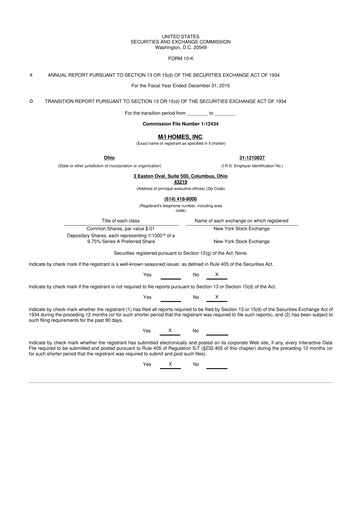 Thumbnail M/I Homes
 10-K Annual Report 