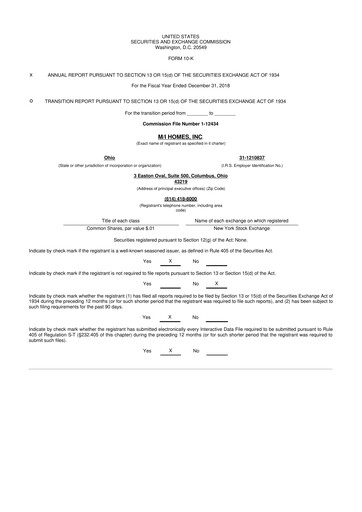 Thumbnail M/I Homes
 10-K Annual Report 
