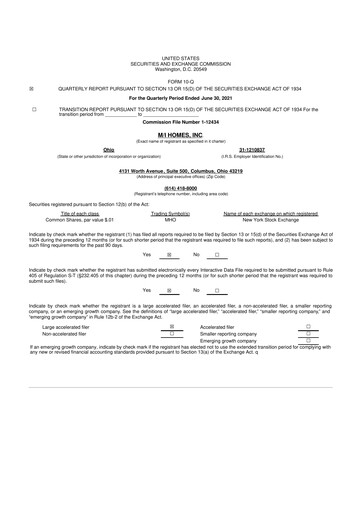 Thumbnail M/I Homes
 10-Q Quarterly Report FY2021 