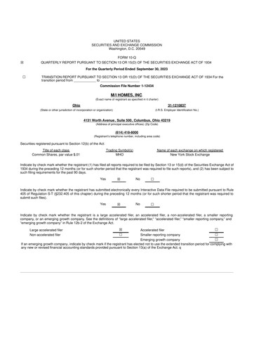 Thumbnail M/I Homes
 10-Q Quarterly Report FY2023 