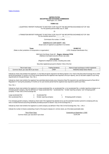 Thumbnail America's Car-Mart 10-Q Quarterly Report FY2026 