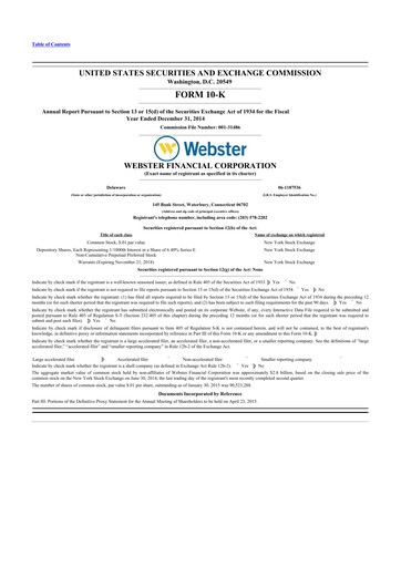Thumbnail Webster Financial 10-K Annual Report 2014