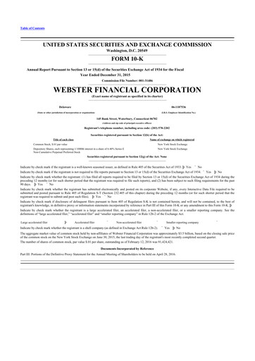Thumbnail Webster Financial 10-K Annual Report 2015