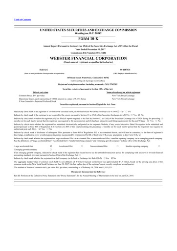 Thumbnail Webster Financial 10-K Annual Report 2017
