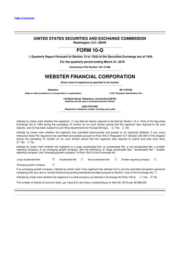 Thumbnail Webster Financial 10-Q Quarterly Report FY2017 