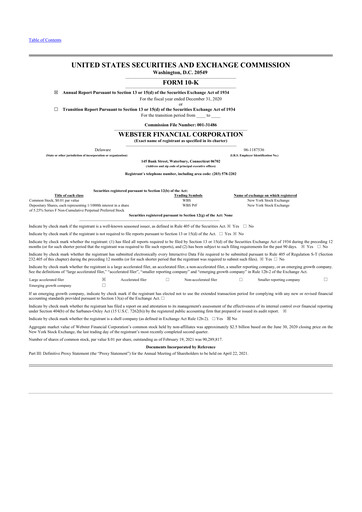 Thumbnail Webster Financial 10-K Annual Report 2020