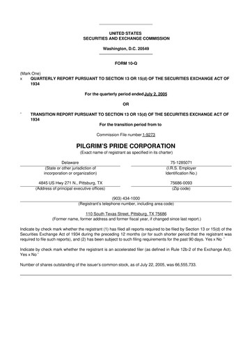 Thumbnail Pilgrim's Pride
 10-Q Quarterly Report FY 