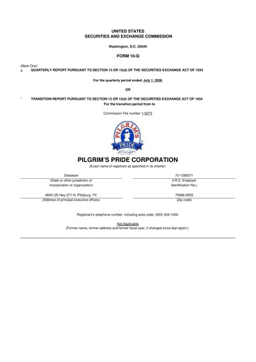 Thumbnail Pilgrim's Pride
 10-Q Quarterly Report FY 