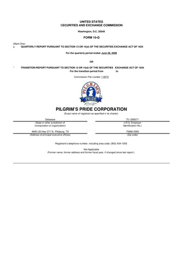 Thumbnail Pilgrim's Pride
 10-Q Quarterly Report FY 