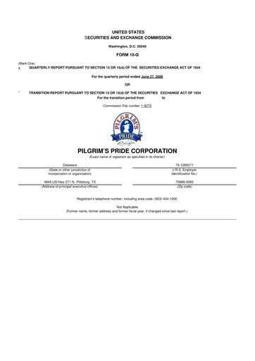 Thumbnail Pilgrim's Pride
 10-Q Quarterly Report FY 