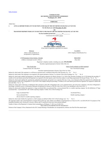 Thumbnail Pilgrim's Pride
 10-K Annual Report 2011