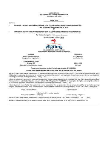 Thumbnail Pilgrim's Pride
 10-Q Quarterly Report FY2015 