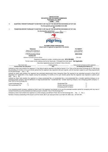 Thumbnail Pilgrim's Pride
 10-Q Quarterly Report FY 