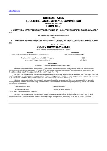 Thumbnail Equity Commonwealth 10-Q Quarterly Report FY2015 