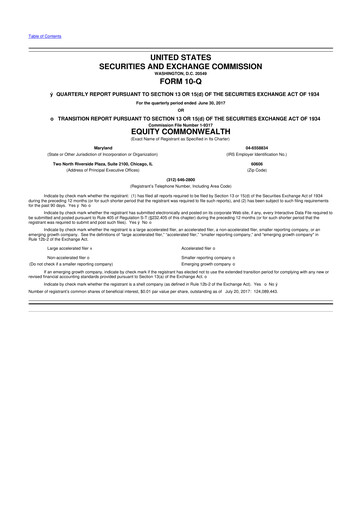 Thumbnail Equity Commonwealth 10-Q Quarterly Report FY2017 