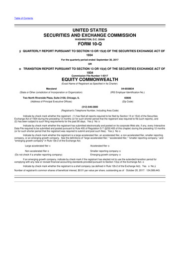 Thumbnail Equity Commonwealth 10-Q Quarterly Report FY2017 