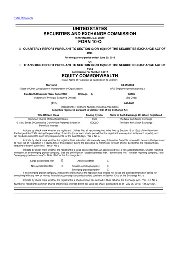 Thumbnail Equity Commonwealth 10-Q Quarterly Report FY2019 