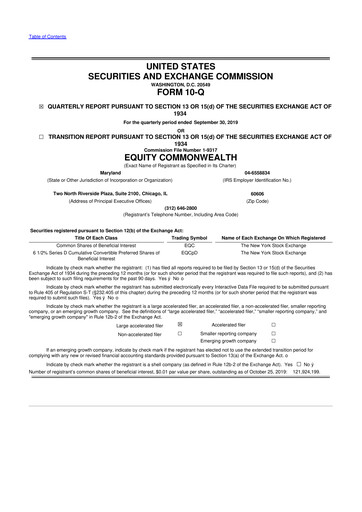 Thumbnail Equity Commonwealth 10-Q Quarterly Report FY2019 