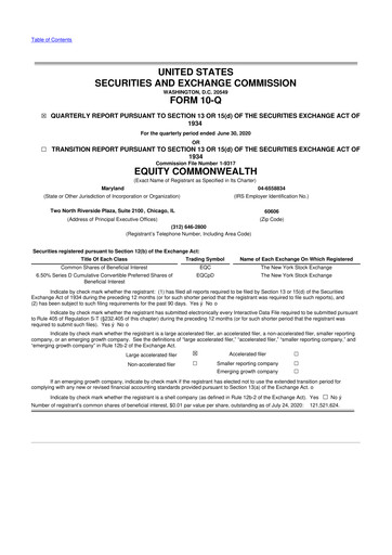 Thumbnail Equity Commonwealth 10-Q Quarterly Report FY2020 