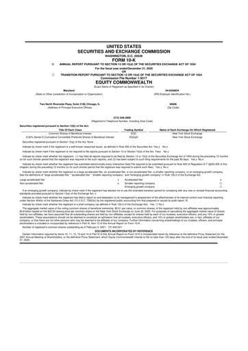 Thumbnail Equity Commonwealth 10-K Annual Report 2020