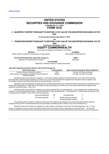 Thumbnail Equity Commonwealth 10-Q Quarterly Report FY2021 