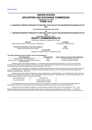 Thumbnail Equity Commonwealth 10-Q Quarterly Report FY2021 