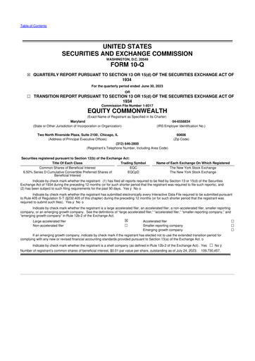 Thumbnail Equity Commonwealth 10-Q Quarterly Report FY2023 