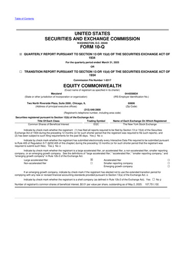 Thumbnail Equity Commonwealth 10-Q Quarterly Report FY2025 