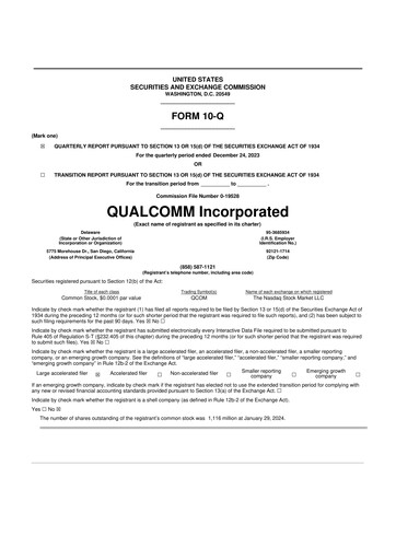 Thumbnail QUALCOMM 10-Q Quarterly Report FY2024 