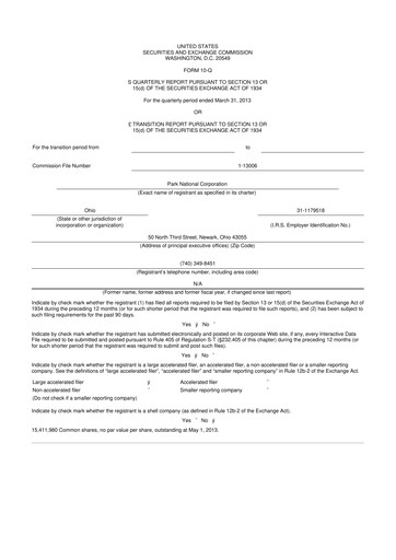 Vorschaubild Park National Corp 10-Q Quartalsbericht 2013 