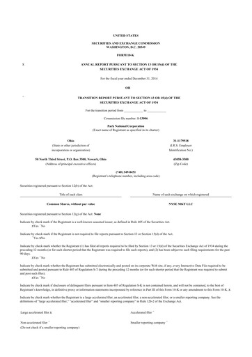 Thumbnail Park National Corp 10-K Annual Report 2014