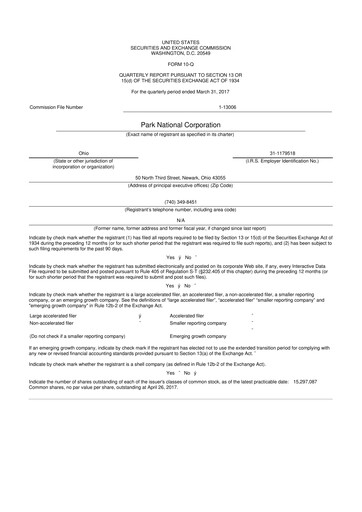 Vorschaubild Park National Corp 10-Q Quartalsbericht 2017 