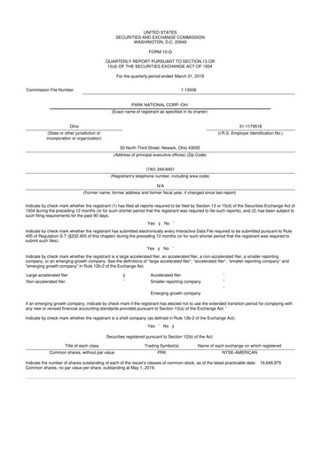 Vorschaubild Park National Corp 10-Q Quartalsbericht 2019 