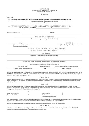 Vorschaubild Park National Corp 10-Q Quartalsbericht 2019 