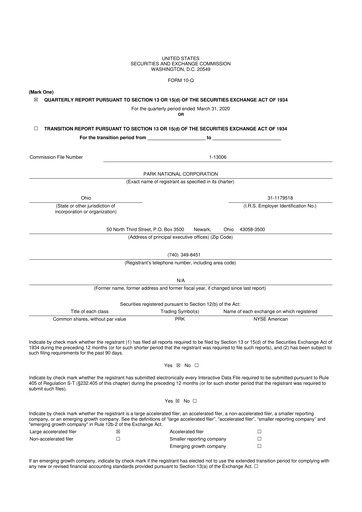 Vorschaubild Park National Corp 10-Q Quartalsbericht 2020 