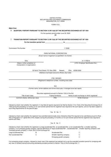 Vorschaubild Park National Corp 10-Q Quartalsbericht 2020 