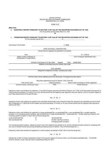 Vorschaubild Park National Corp 10-Q Quartalsbericht 2021 