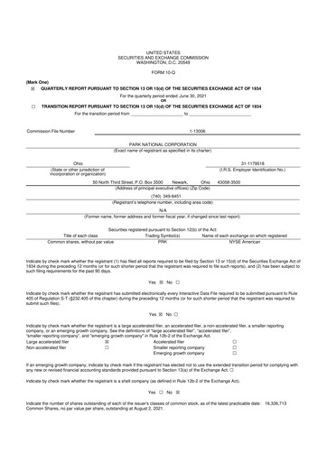 Vorschaubild Park National Corp 10-Q Quartalsbericht 2021 