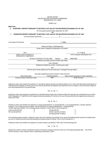 Vorschaubild Park National Corp 10-Q Quartalsbericht 2021 