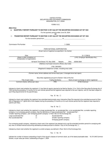 Vorschaubild Park National Corp 10-Q Quartalsbericht 2024 