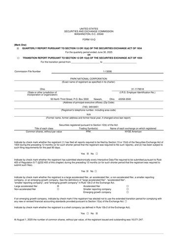 Vorschaubild Park National Corp 10-Q Quartalsbericht 2025 