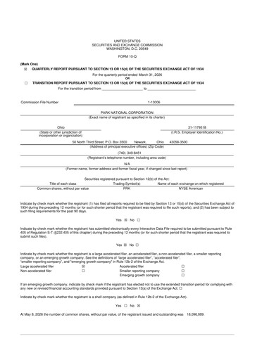 Thumbnail Park National Corp 10-Q Quarterly Report FY 