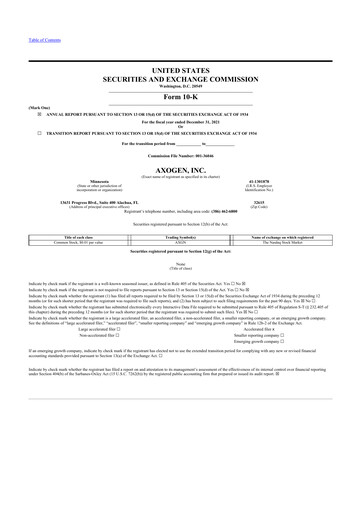 Thumbnail Axogen 10-K Annual Report 2021