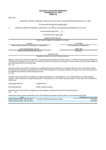 Thumbnail GAMCO Investors
 10-Q Quarterly Report FY2015 